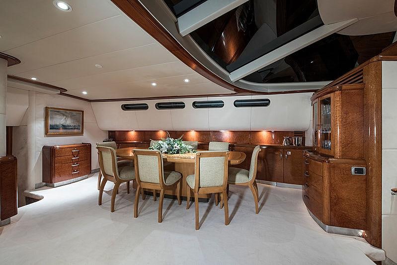 a large room with a table and chairs aboard THANDEKA Yacht for Charter
