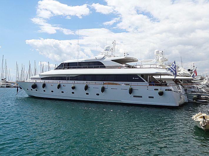 a large white yacht aboard LET IT BE Yacht for Charter