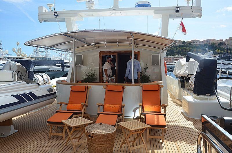a boat with a canopy aboard FIORENTE Yacht for Charter