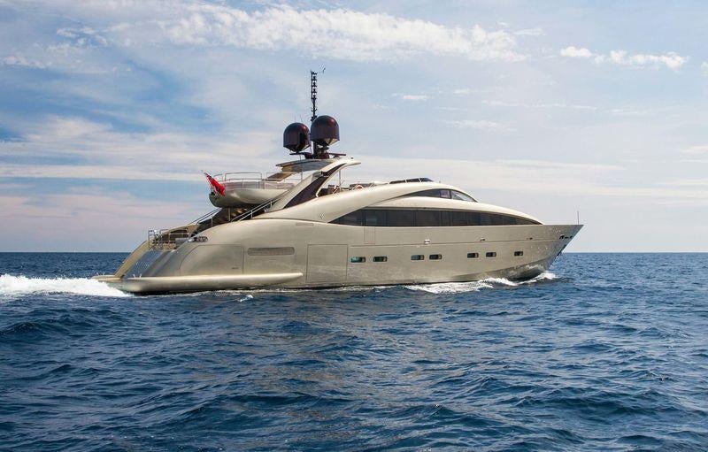 a white yacht in the water aboard YCM120 Yacht for Charter