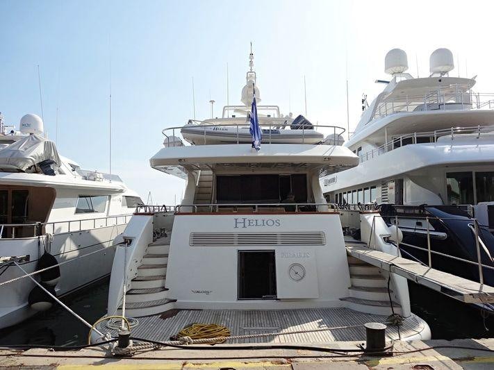 a group of boats docked aboard HELIOS Yacht for Charter
