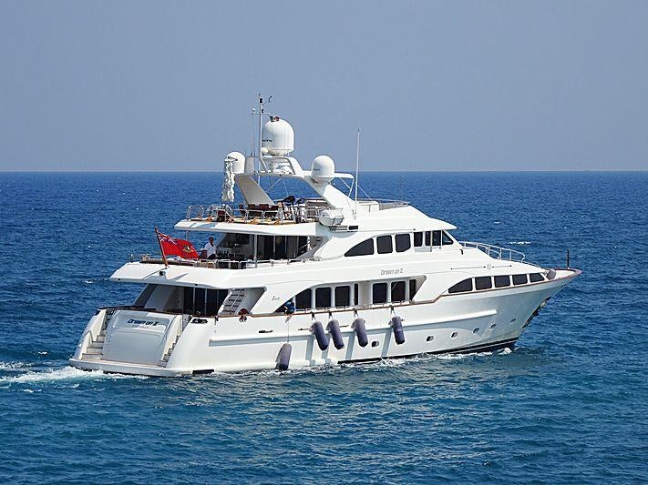 a boat on the water aboard HEAVEN CAN WAIT Yacht for Charter