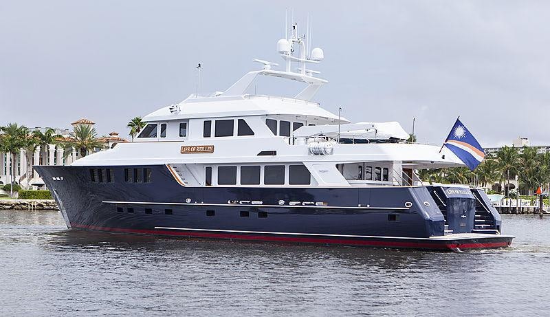 a large boat on the water aboard GITANA Yacht for Charter