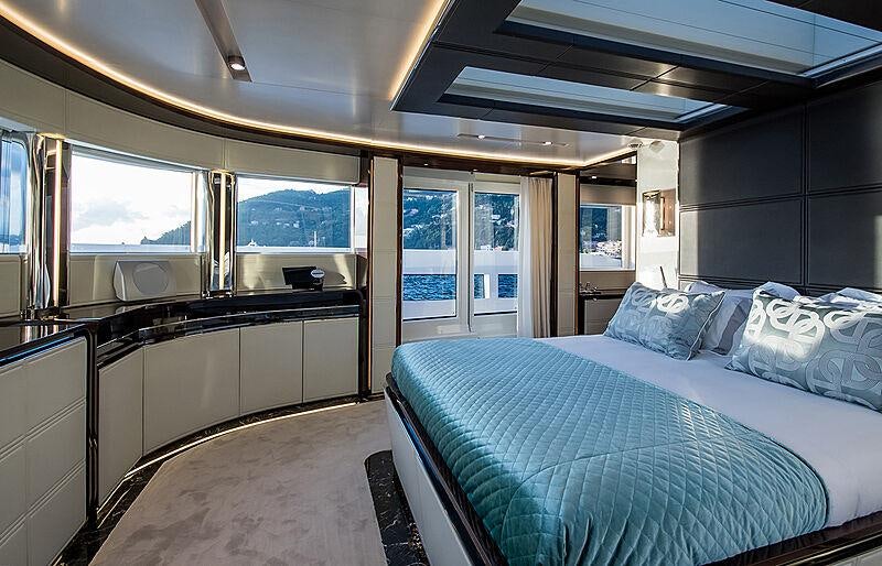 a room with a bed and a window aboard SOULMATE Yacht for Charter