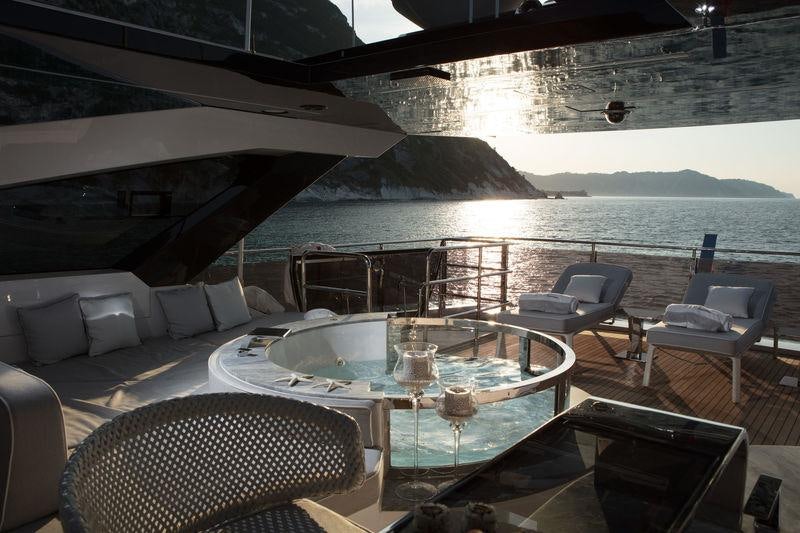 a table and chairs on a boat aboard SOULMATE Yacht for Charter
