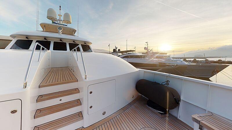 a large white boat aboard ATOM Yacht for Charter
