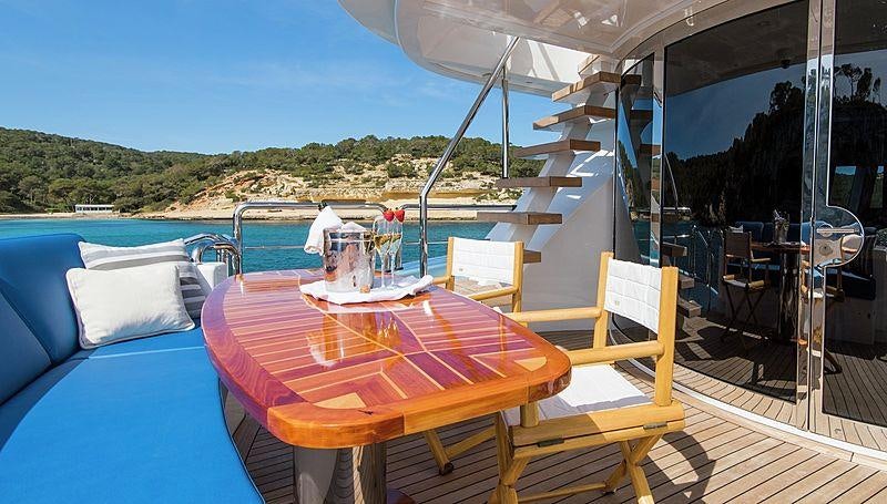 a table on a boat aboard BENITA BLUE Yacht for Charter