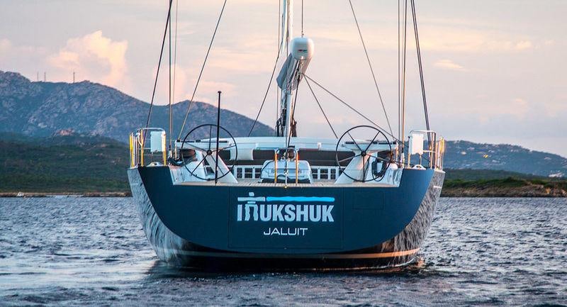a boat in the water aboard INUKSHUK Yacht for Charter
