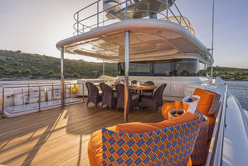 a boat on a deck aboard SEVENTH SENSE Yacht for Charter