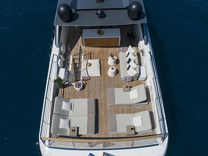 a high angle view of a boat aboard DINAIA Yacht for Charter