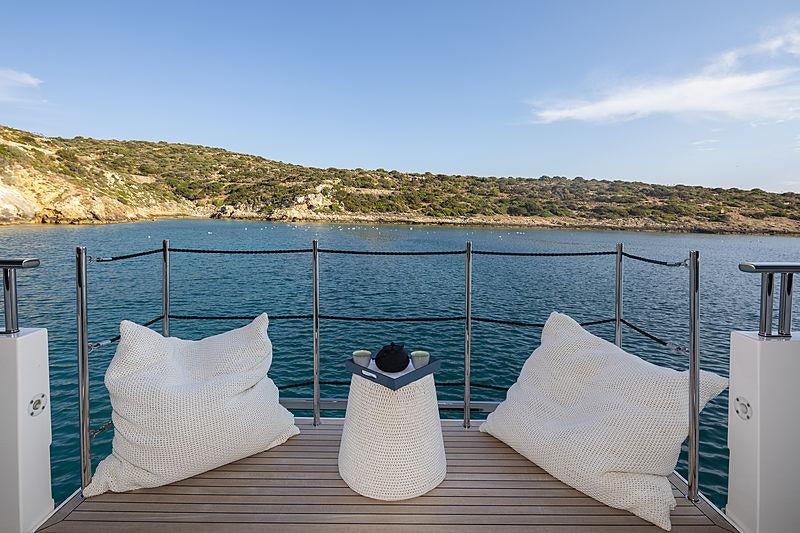 a boat on the water aboard DINAIA Yacht for Charter