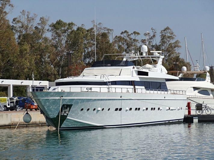 a large white boat aboard ERA A Yacht for Charter
