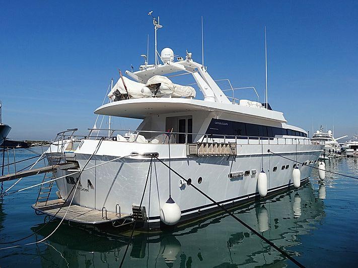 a large white boat aboard ERA A Yacht for Charter