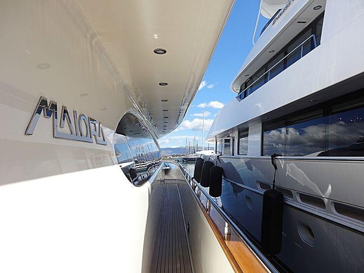 a plane on the runway aboard BIANCA Yacht for Charter