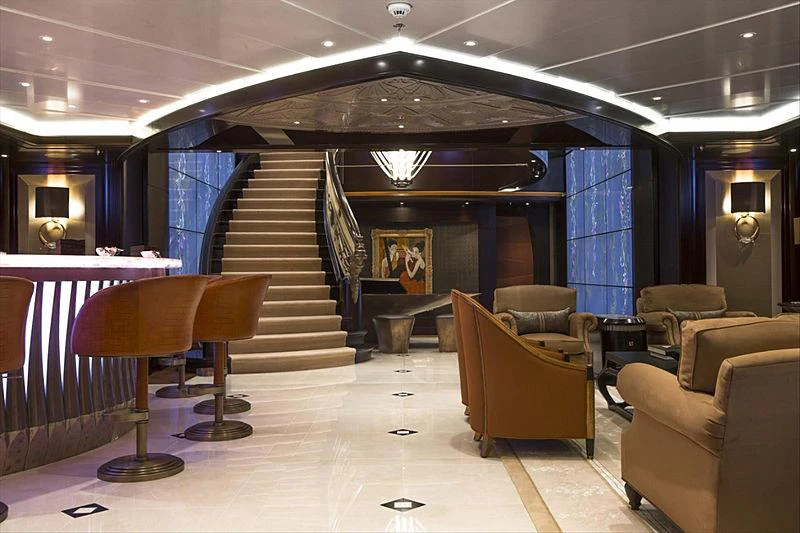 a staircase in a building aboard WHISPER Yacht for Charter