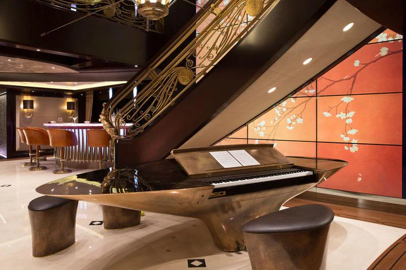 a large model of a boat aboard WHISPER Yacht for Charter