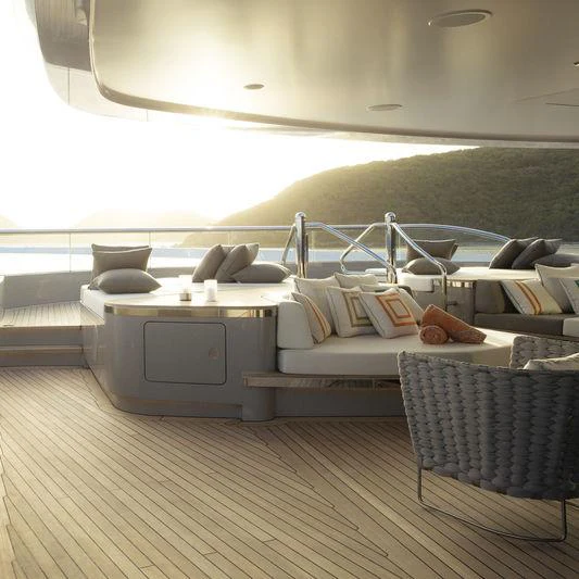 a room with a couch and a table aboard WHISPER Yacht for Charter