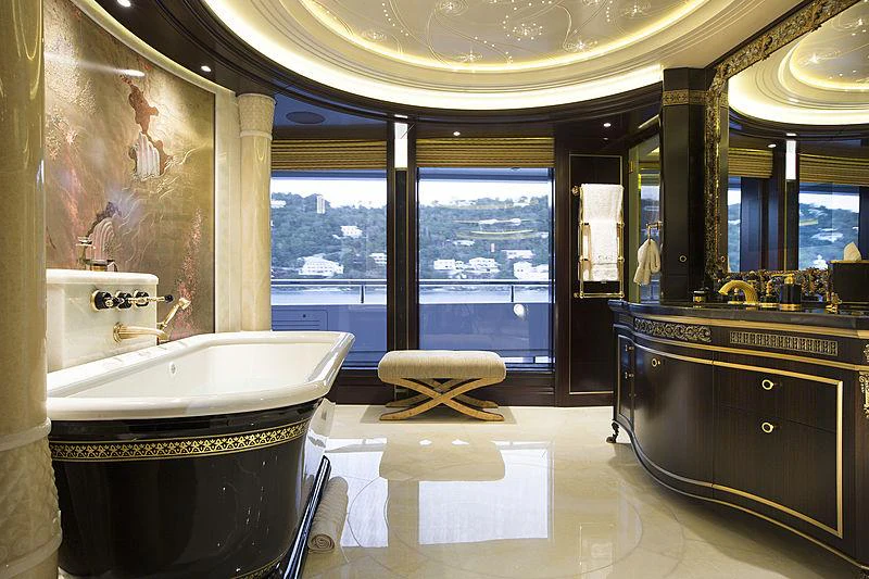 a bathroom with a large tub aboard WHISPER Yacht for Charter