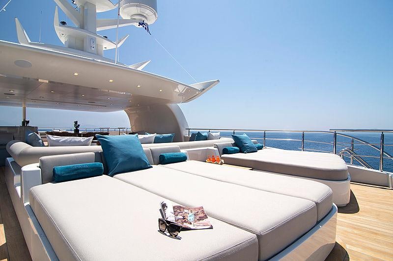 a bed on a boat aboard O'PTASIA Yacht for Charter