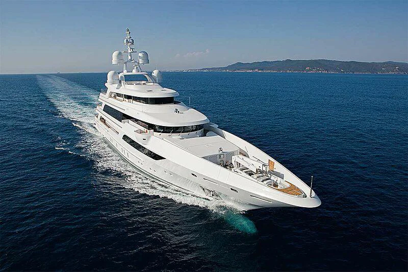 a large white ship in the water aboard MOCA Yacht for Charter
