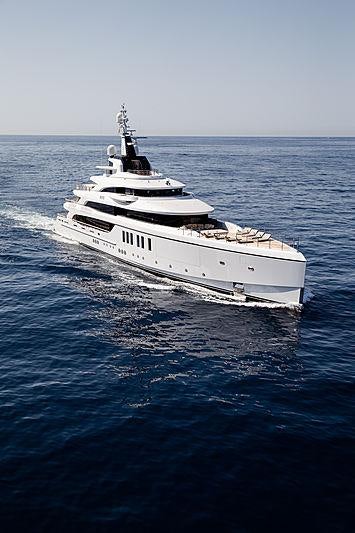 a large white ship in the water aboard ARTISAN Yacht for Charter