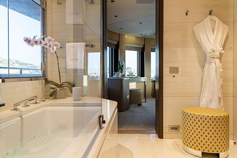 a bathroom with a large tub aboard ARTISAN Yacht for Charter