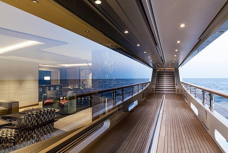 a long wooden walkway over water aboard ARTISAN Yacht for Charter
