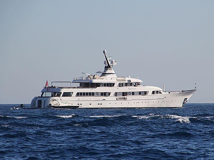 a white boat in the water aboard ITOTO Yacht for Charter