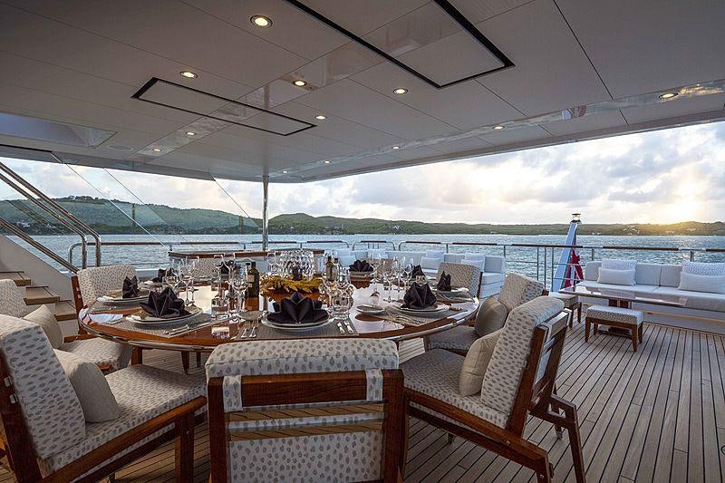 a table set for a meal aboard ROCK.IT Yacht for Charter