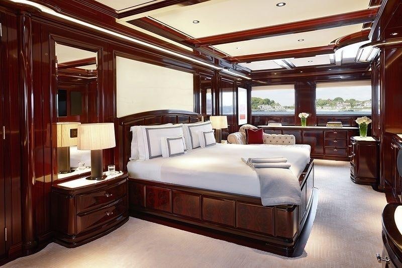 a bed in a room aboard ROCK.IT Yacht for Charter
