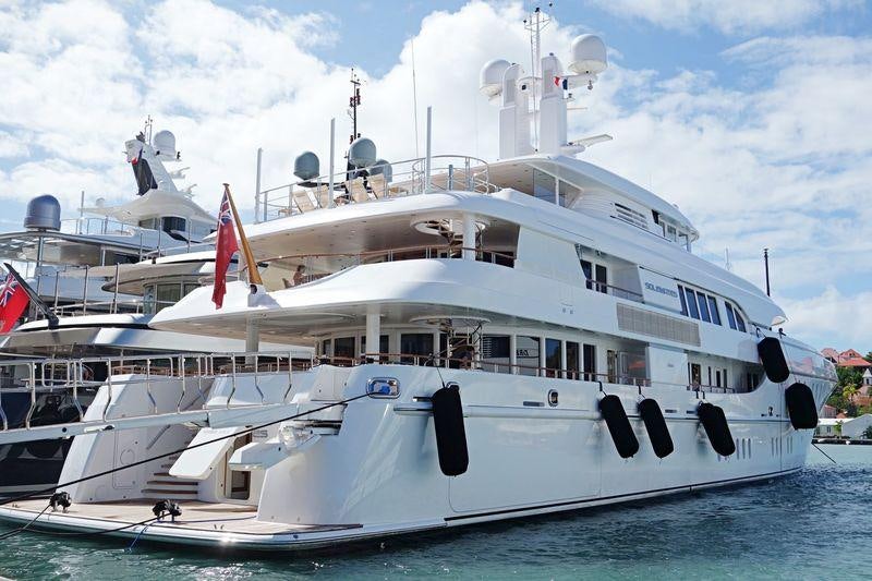a large white boat aboard BELLA VITA Yacht for Charter