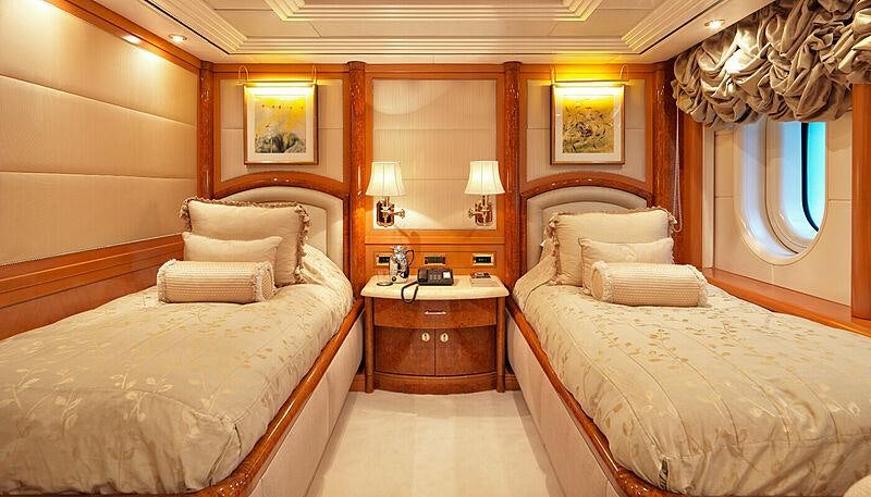 a room with two beds aboard CAPRI I Yacht for Charter