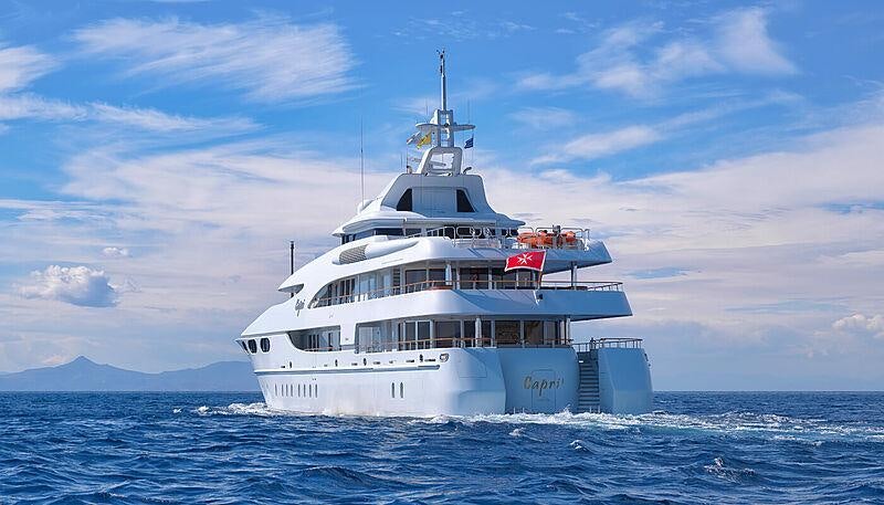 a white boat in the water aboard CAPRI I Yacht for Charter