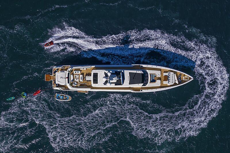 a space ship above the earth aboard K2 Yacht for Charter