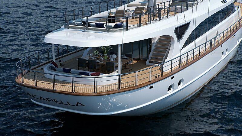 a large white boat on the water aboard ACAPELLA Yacht for Charter