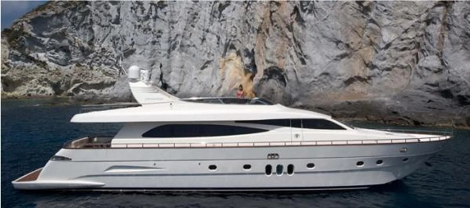 a white yacht on the water aboard SANS SOUCI Yacht for Sale