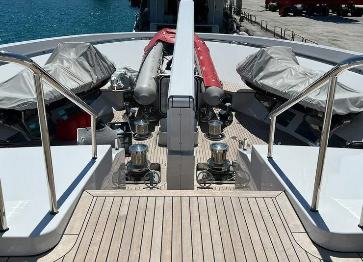 a boat with a metal propeller aboard THANUJA Yacht for Sale