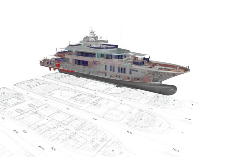 a model of a ship aboard THANUJA Yacht for Sale