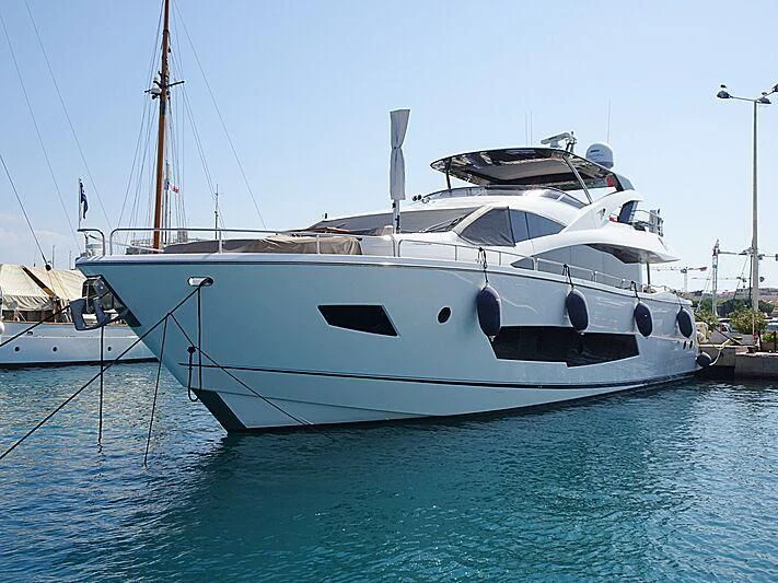 a white boat in the water aboard LADY O Yacht for Sale
