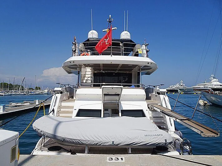 a boat docked at a pier aboard LADY O Yacht for Sale