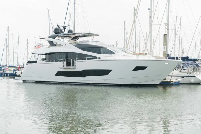 a white yacht in the water aboard LADY O Yacht for Sale