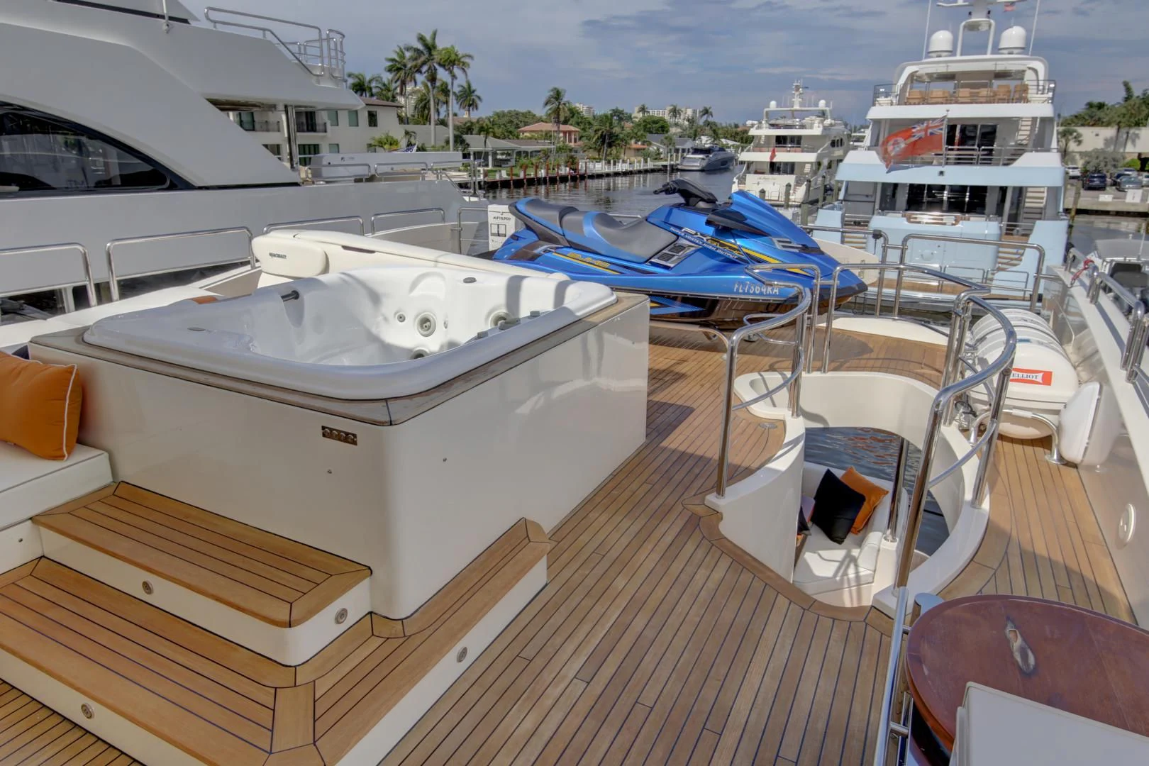 a boat dock with many boats aboard SORRIDENTE Yacht for Sale