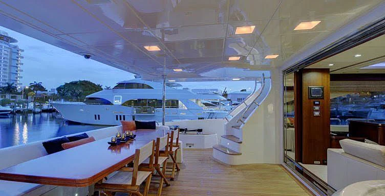 a boat on a deck aboard SORRIDENTE Yacht for Sale