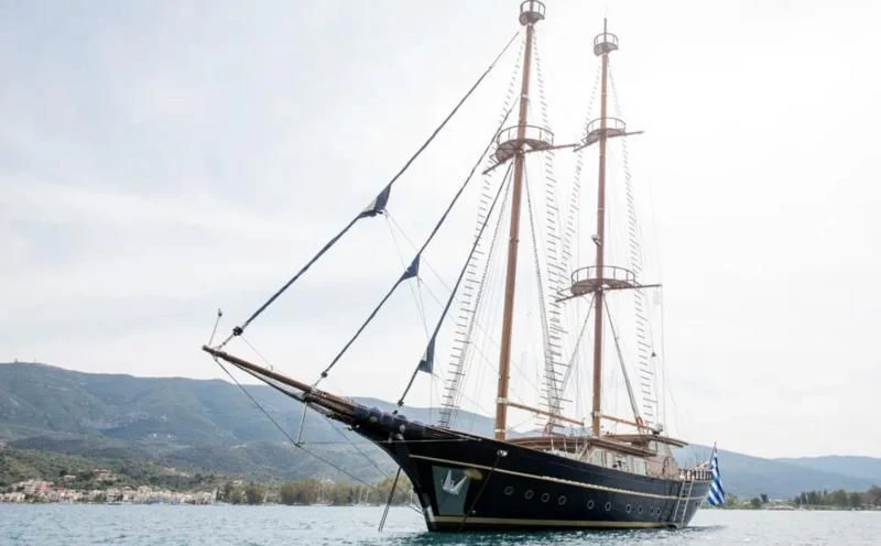 a ship on the water aboard BLUE DREAM Yacht for Sale