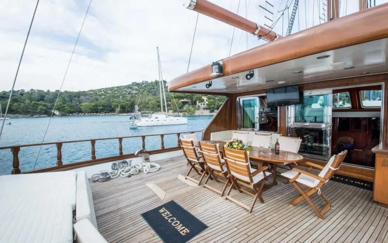 a boat on the water aboard BLUE DREAM Yacht for Sale