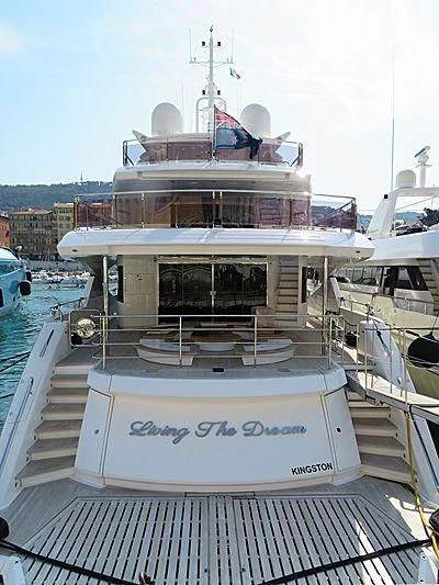 a large boat in the water aboard LIVING THE DREAM Yacht for Sale