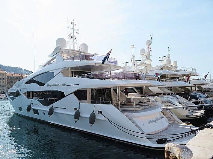 a large white boat aboard LIVING THE DREAM Yacht for Sale