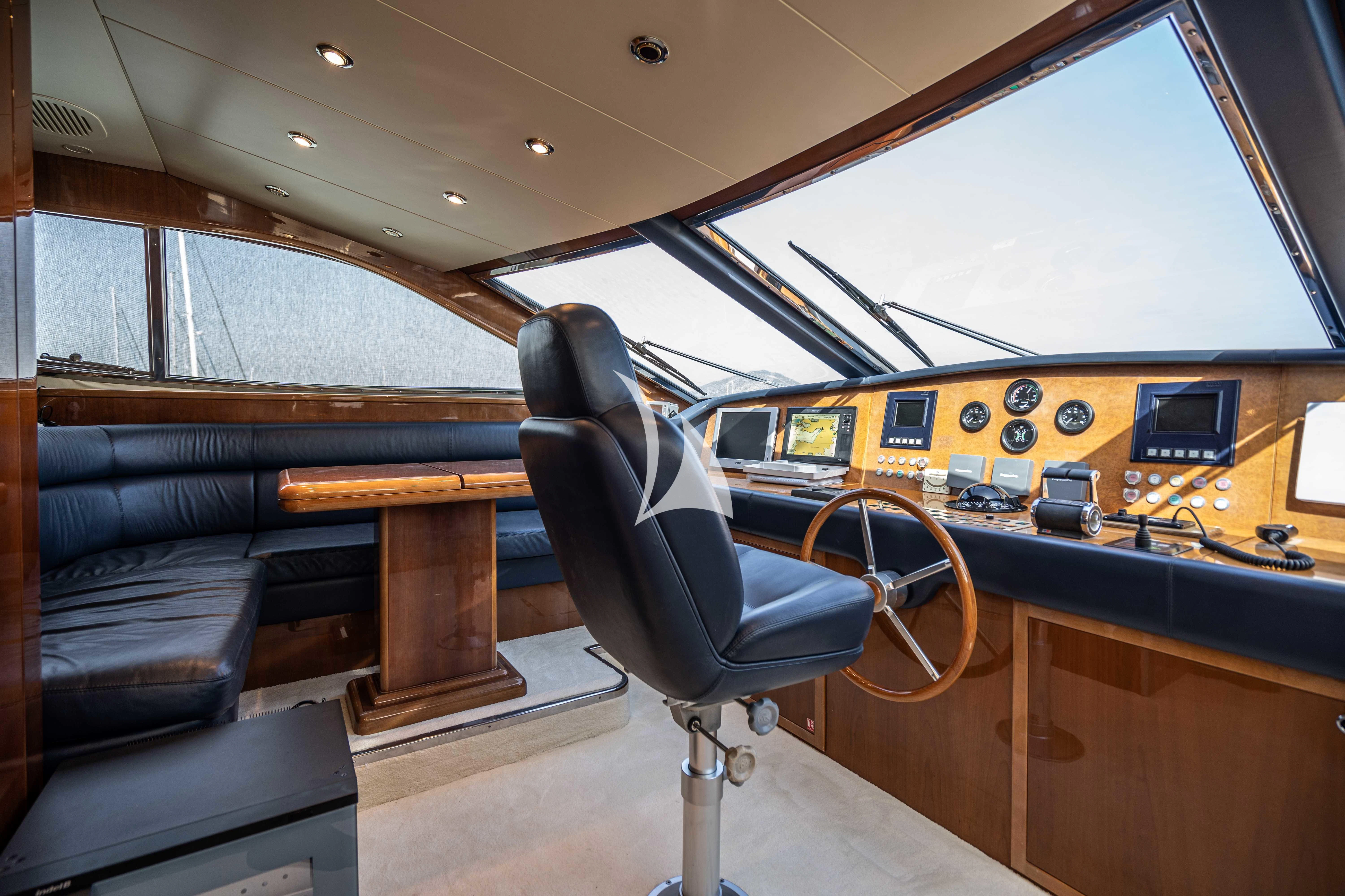 a vehicle with a seat and a desk in the back aboard ESTIA POSEIDON Yacht for Charter