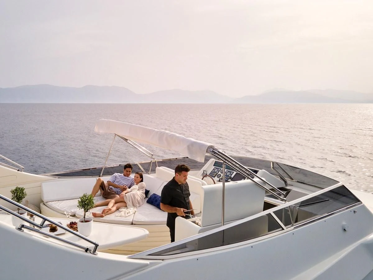 a group of people on a boat aboard ESTIA POSEIDON Yacht for Charter