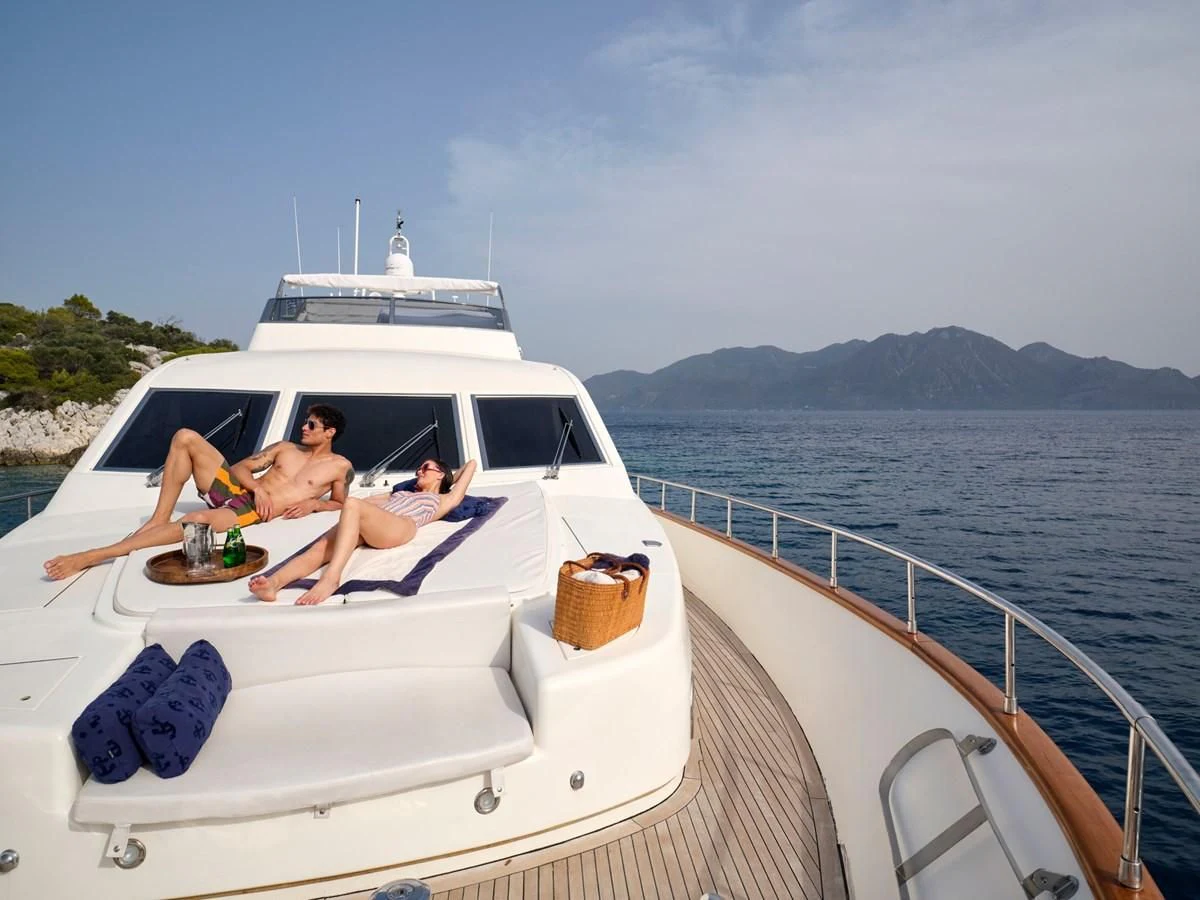 a group of people on a boat aboard ESTIA POSEIDON Yacht for Charter